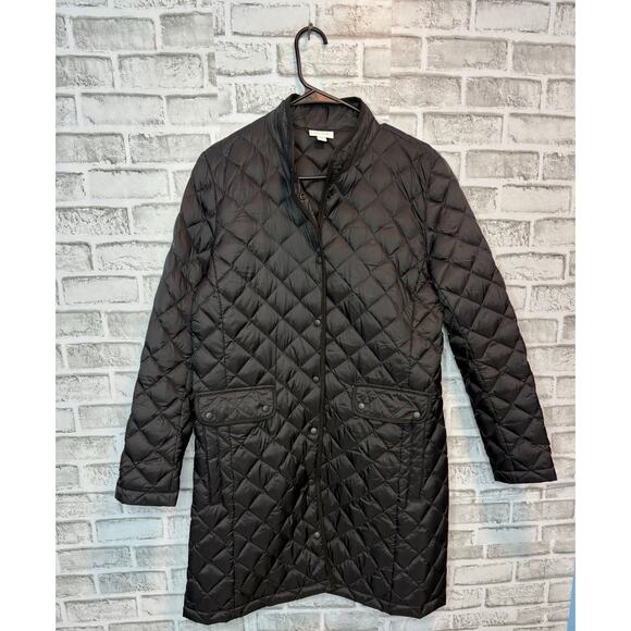 J.Jill Quilted Longline Down Jacket Women’s Small Black Light Puffer Coat - Picture 1 of 6